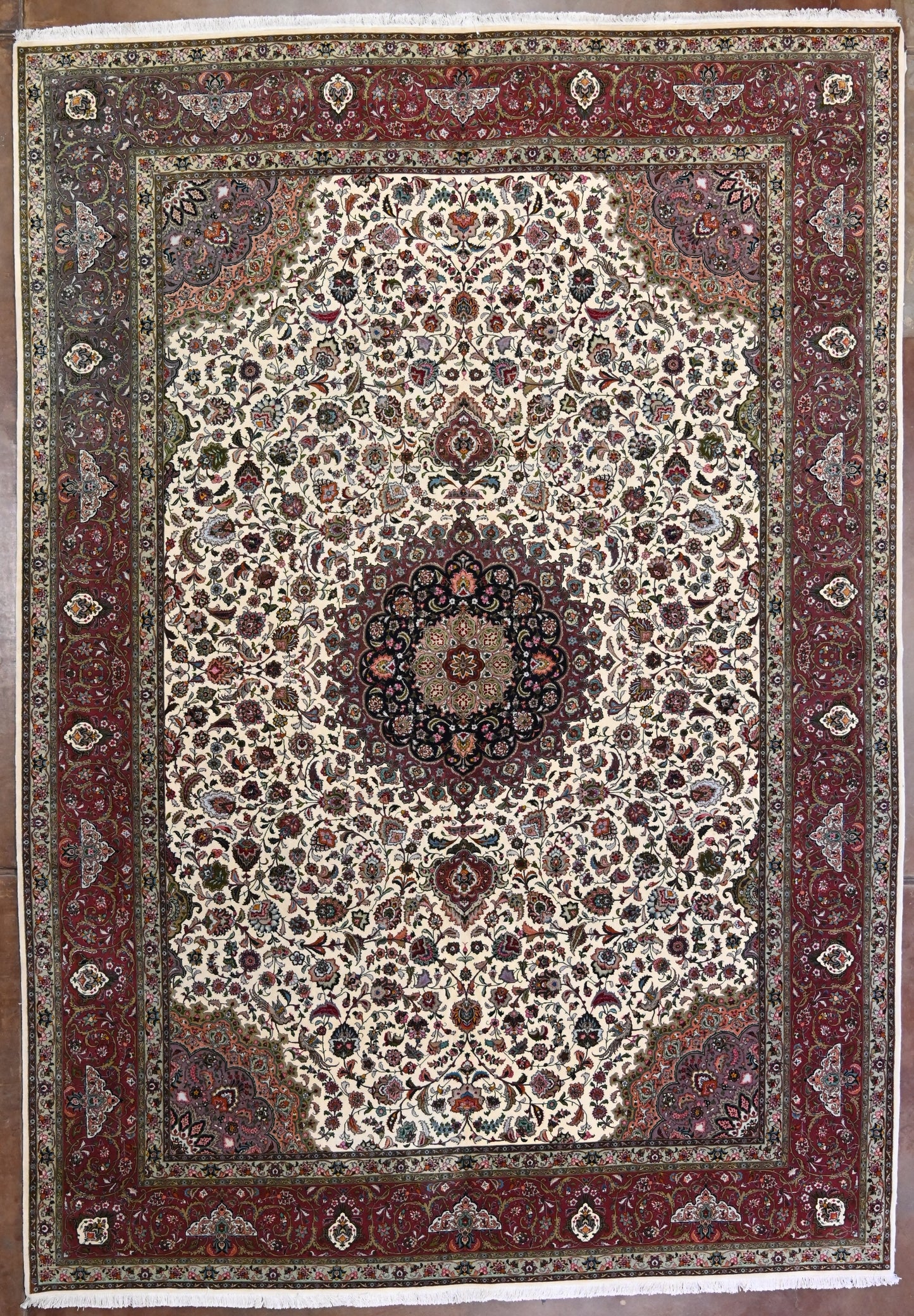 Vintage Tabriz witn silk inlayed