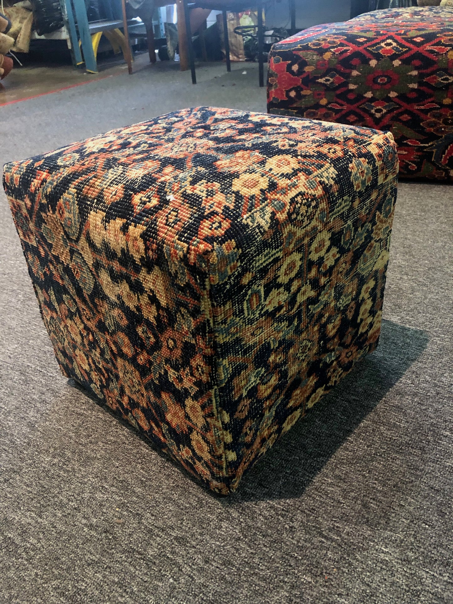 Custom, One of a Kind, Handmade Oriental Rug Ottoman