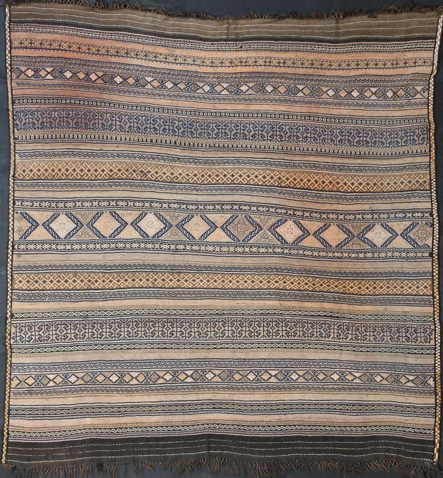 Unusual Antique Square Turkoman Kilim
