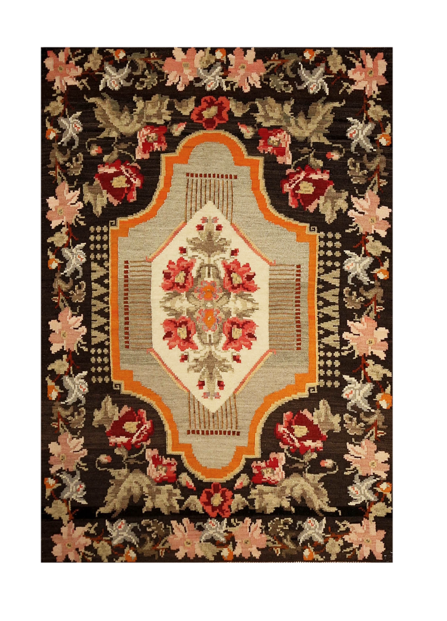 Vintage Floral Moldovian Kilim