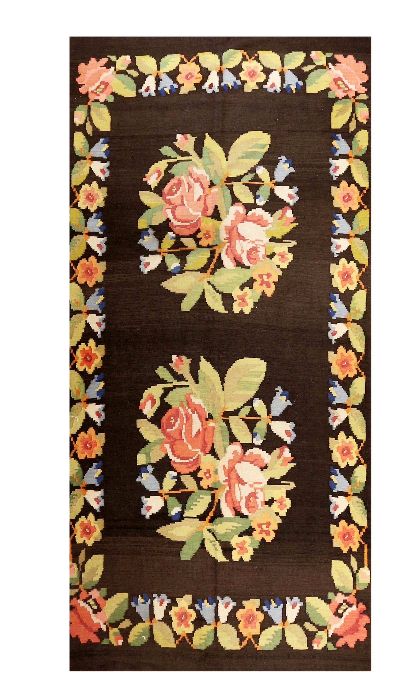 Vintage Floral Moldovian Kilim