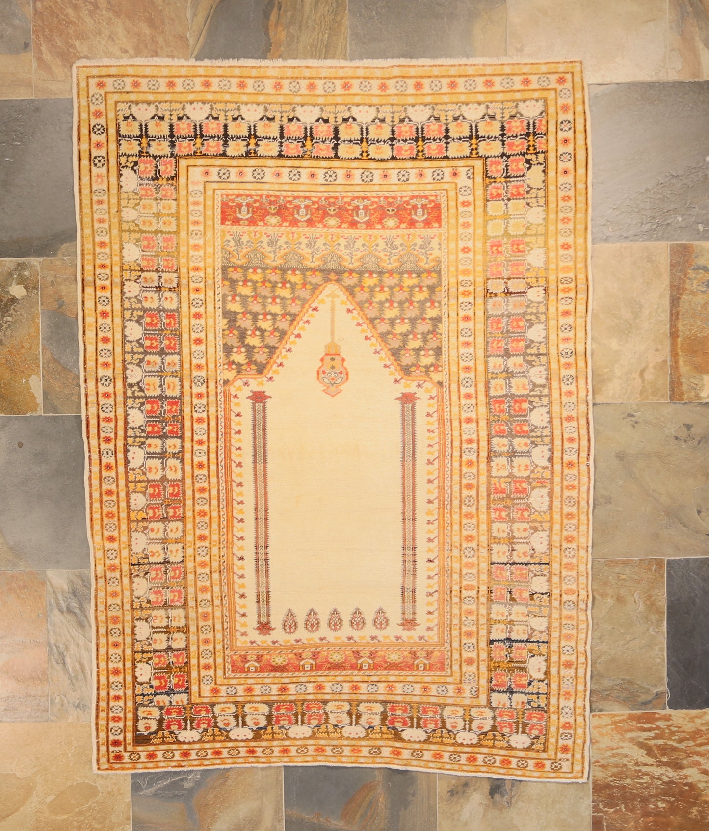 Unusual Antique Ivory and Gold Turkish Ghordis Prayer