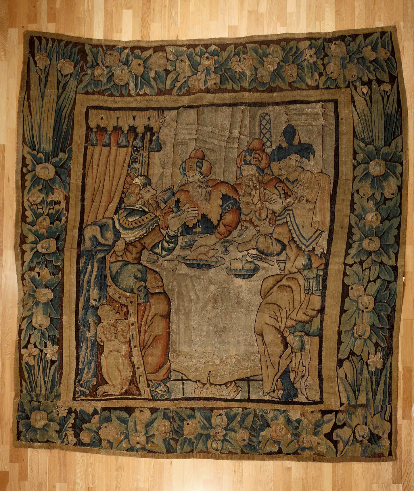 Very Rare Antique 17th Century Pictorial Flemish Tapestry
