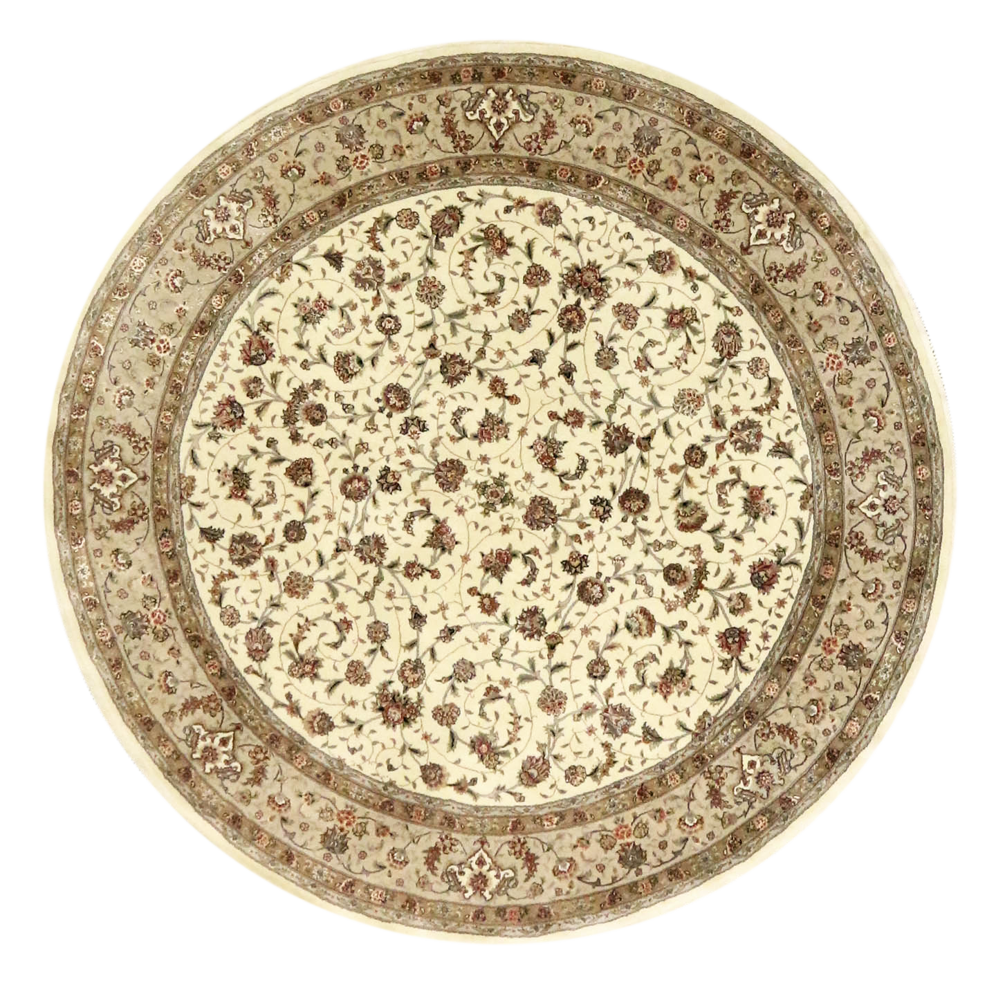 Round Silk Inlay Tabriz Desigs