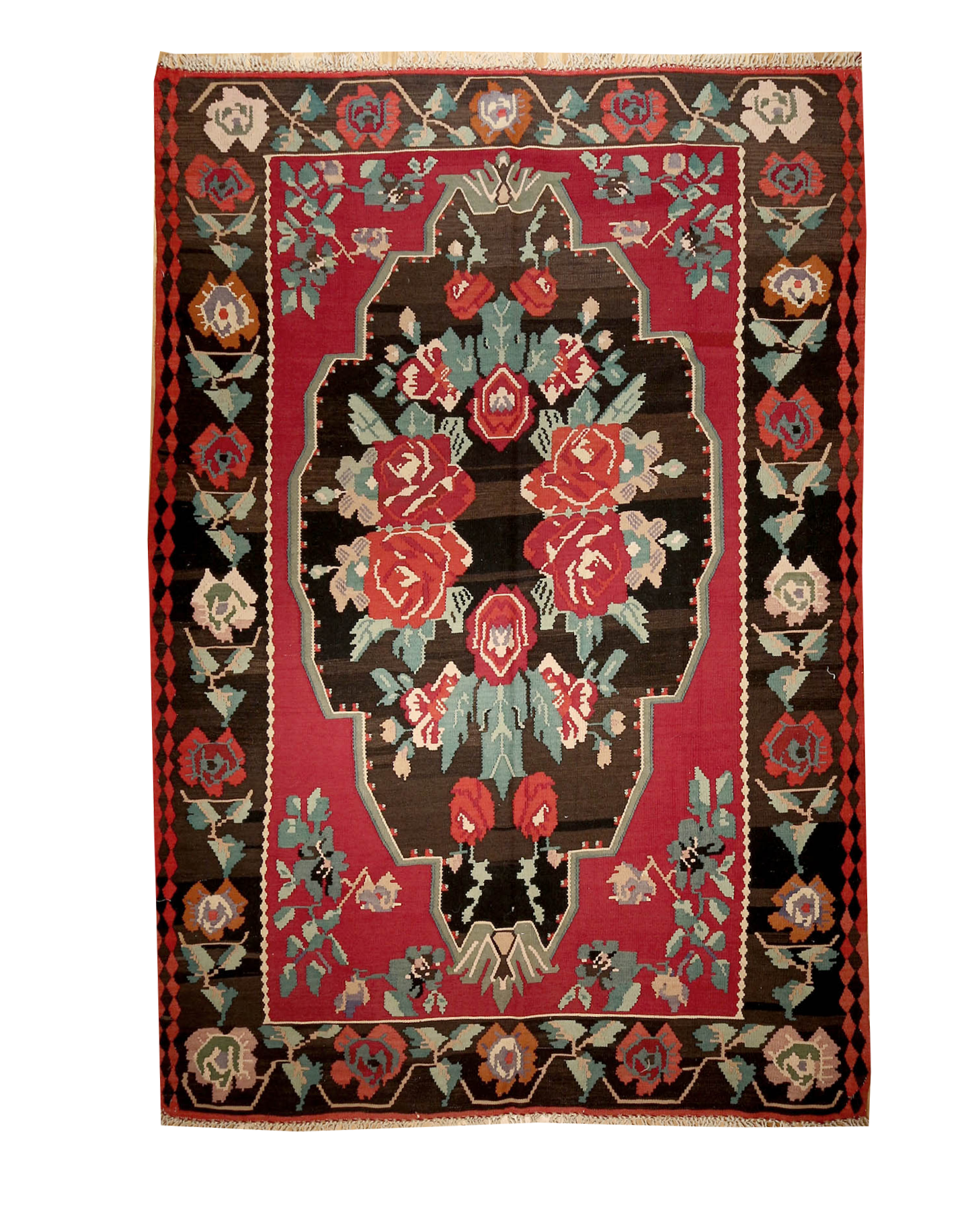 Vintage Floral Bessarabian Kilim