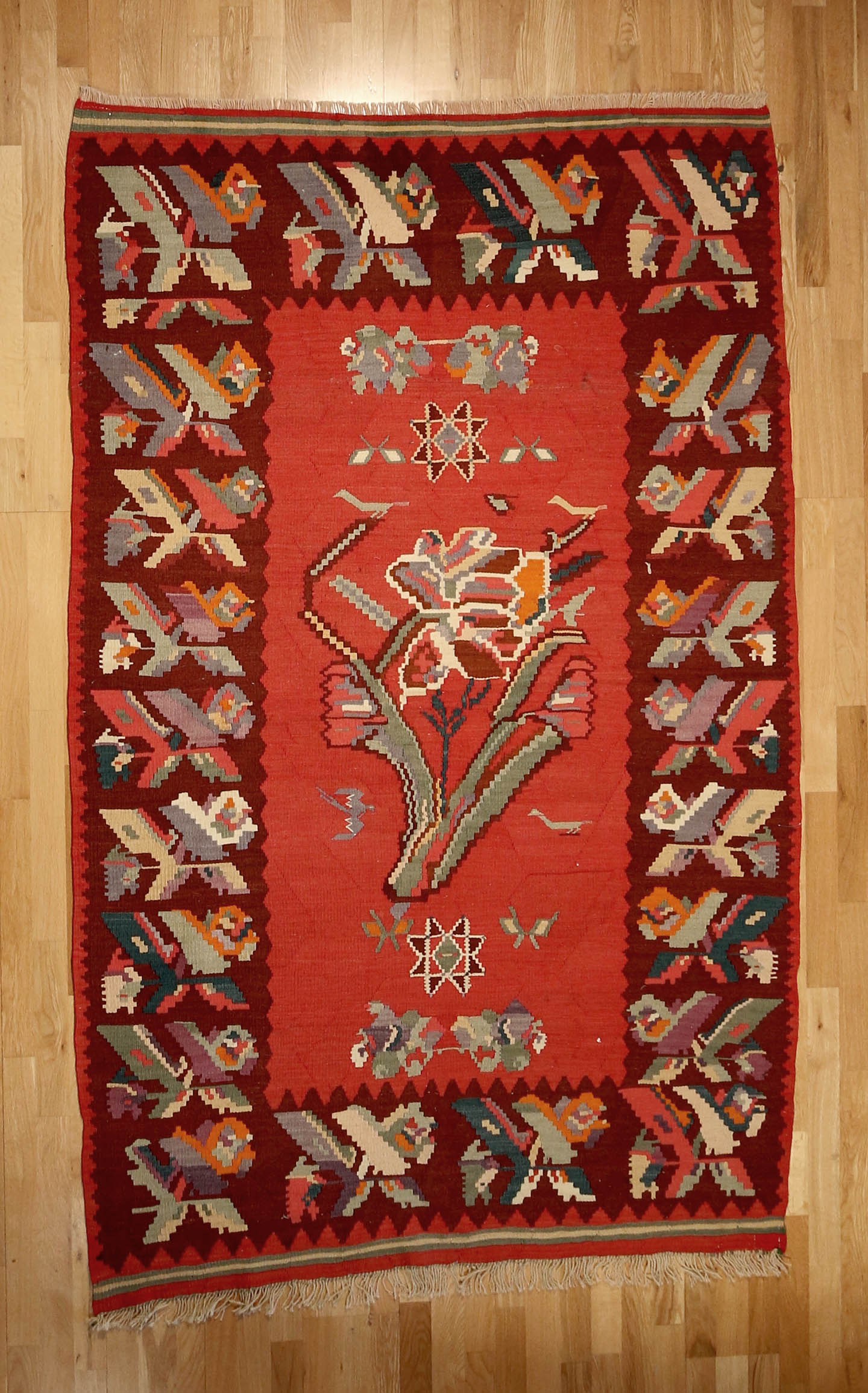 Antique Floral Bessarabian Kilim