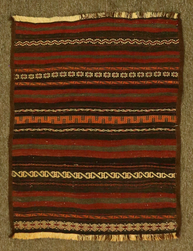 Antique Banded Turkoman Kilim