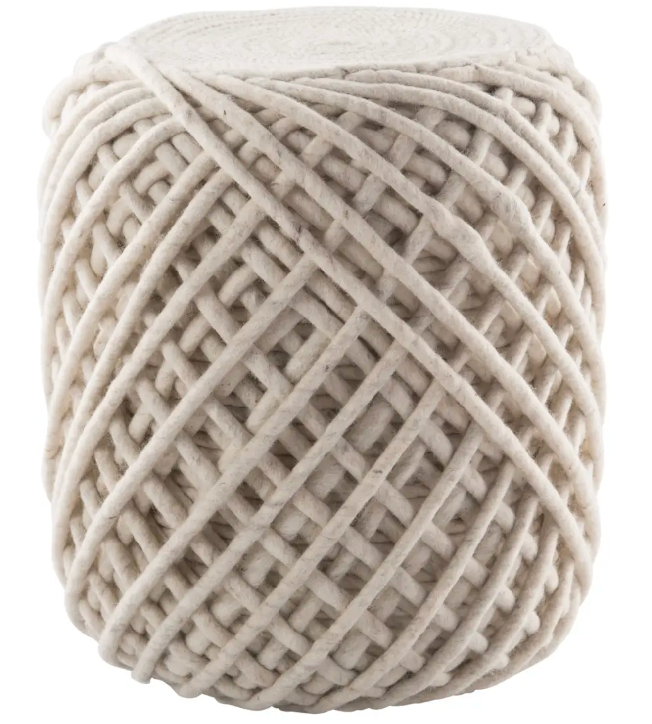 Modern Woven Cylindrical Round Floor Pouf