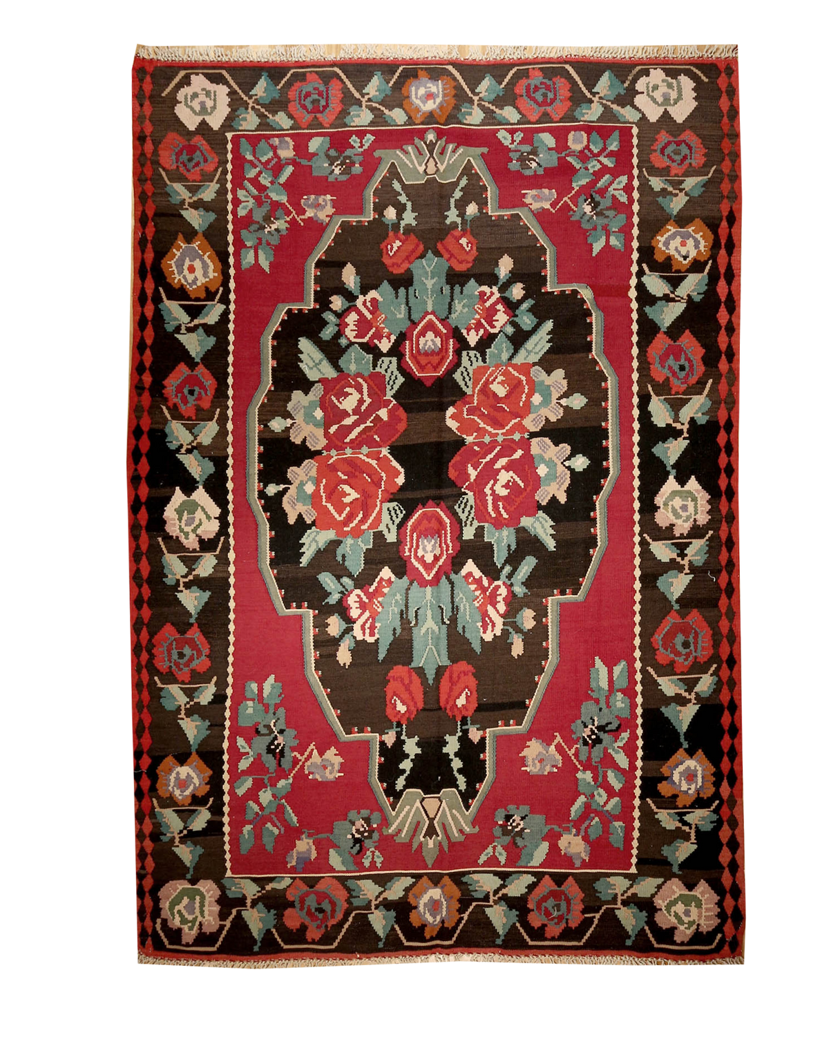 Vintage Floral Bessarabian Kilim
